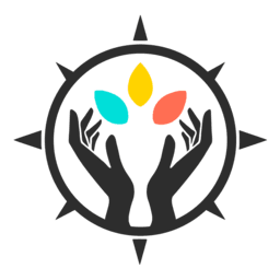 Compass Logo - Two hands reaching upward with colorful stars, symbolizing support and empowerment